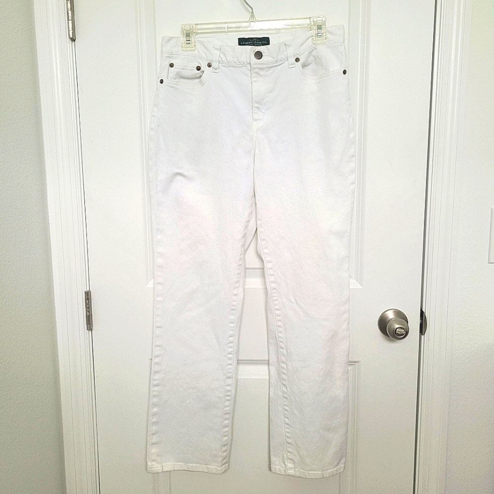 Ralph Lauren White Cotton Straight Leg Jeans Size Four
